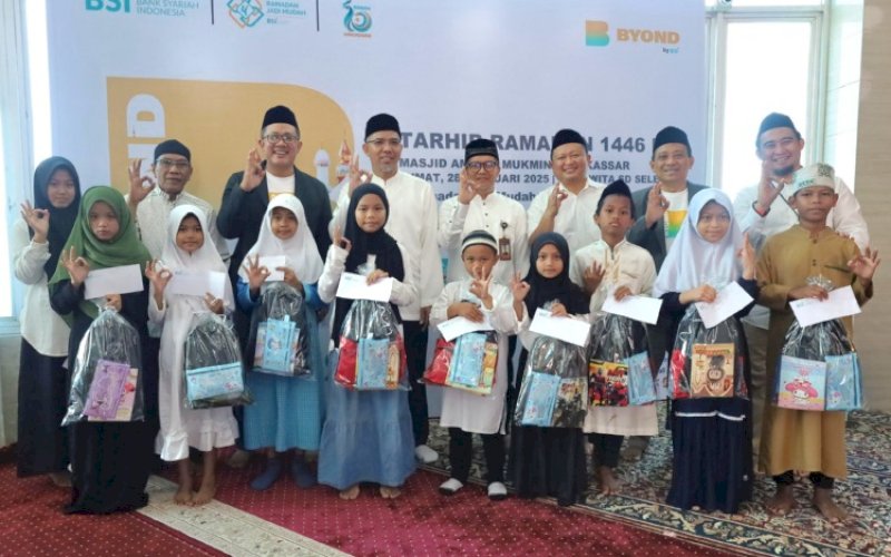 SAMBUT RAMADAN. PT Bank Syariah Indonesia Tbk (BSI) Region X Makassar mengadakan acara BSI Tarhib Ramadan 1446 H dalam rangka menyambut bulan suci Ramadan sekaligus memperkuat literasi dan inklusi keuangan syariah. foto: istimewa