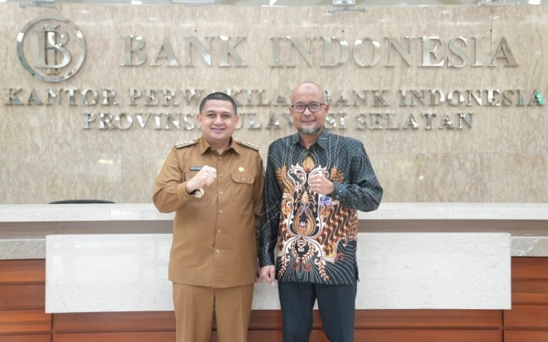 PERTEMUAN. Wali Kota Makassar Munafri Arifuddin menemui Kepala Perwakilan BI Sulsel Rizki Ernadi Wimanda di Kantor Perwakilan Bank Indonesia Provinsi Sulsel, Senin (10/3/2025). foto: istimewa