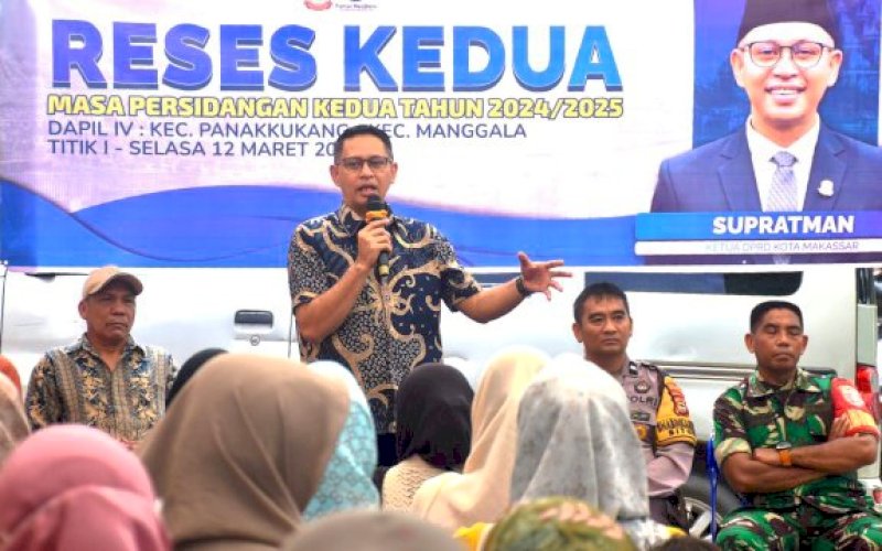 RESES. Ketua DPRD Kota Makassar, Supratman, kembali turun menyapa warga dalam agenda Reses Kedua Masa Persidangan Kedua Tahun Sidang 2024/2025, Selasa (11/3/2025). foto: istimewa