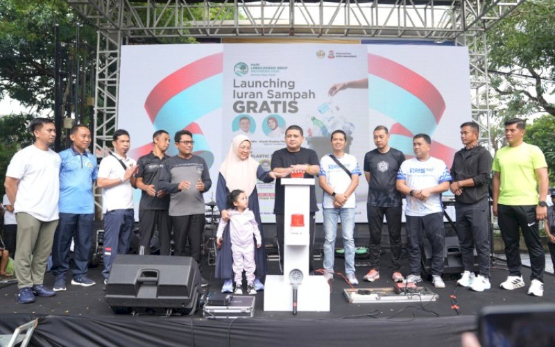 LAUNCHING. Wali Kota Makassar, Munafri Arifuddin, melakukan launching Iuran Sampah Gratis di kawasan Car Free Day, Jl Jenderal Sudirman, Kota Makassar, Minggu (29/6/2025). foto: istimewa