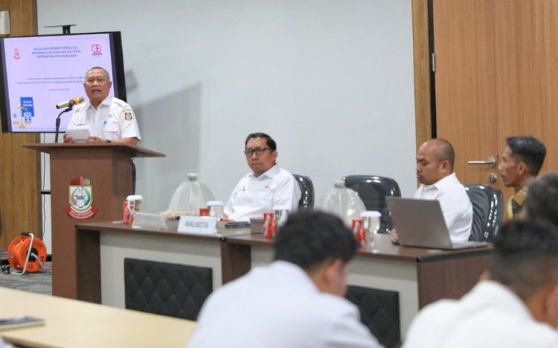 SOSIALISASI. Diskominfo menggelar sosialisasi Pejabat Pengelola Informasi dan Dokumentasi (PPID) di Makassar Government Center (MGC), Rabu (16/7/2025). foto: istimewa
