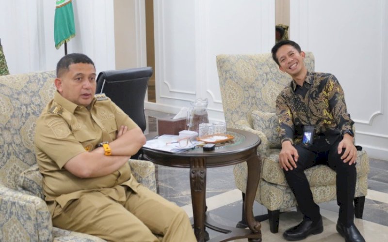 PERTEMUAN. Wali Kota Makassar, Munafri Arifuddin, menerima audiensi jajaran Banl BRI Kantor Cabang Makassar Somba Opu, di Balai Kota Makassar, Selasa (19/8/2025). foto: istimewa