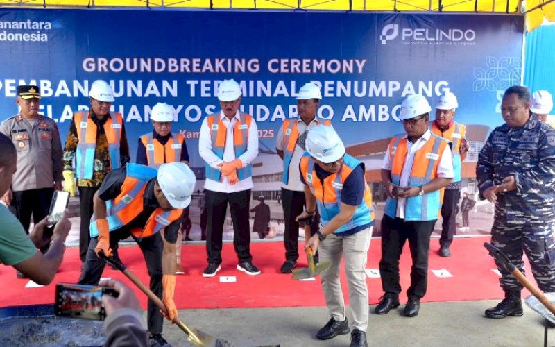 GROUNDBREAKING. PT Pelabuhan Indonesia (Persero) atau Pelindo melakukan groundbreaking ceremony pembangunan Terminal Penumpang Pelabuhan Yos Sudarso Ambon, menandai komitmen Perseroan dalam mendukung penguatan konektivitas nasional, khususnya di Kawasan Timur Indonesia (KTI), Kamis (31/7/2025). foto: istimewa