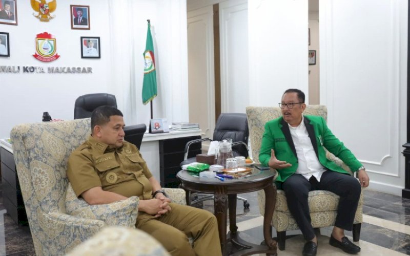 PERTEMUAN. Wali Kota Makassar Munafri Arifuddin menerima Koordinator Presidium Majelis Wilayah KAHMI Sulsel Ni'matullah bersama rombongan di Balai Kota Makassar, Selasa (16/9/2025). foto: istimewa