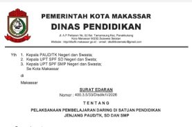 Cuaca Ekstrem, Disdik Makassar Putuskan PAUD, TK, SD, dan SMP Belajar Daring