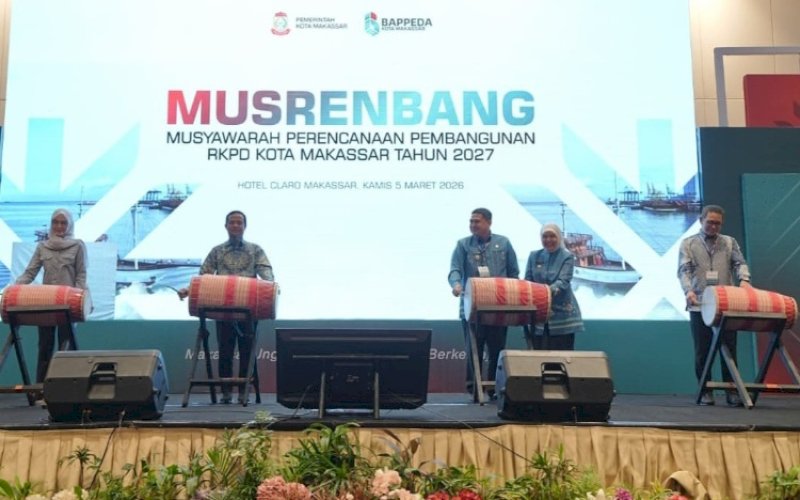 MUSRENBANG. Wali Kota Makassar Munafri Arifuddin bersama Gubernur Sulsel Andi Sudirman Sulaiman membuka Musyawarah Perencanaan Pembangunan (Musrenbang) Rencana Kerja Pemerintah Daerah (RKPD) Kota Makassar 2027 yang digelar Bappeda Kota Makassar di Hotel Claro Makassar, Kamis (5/2/2026). foto: istimewa