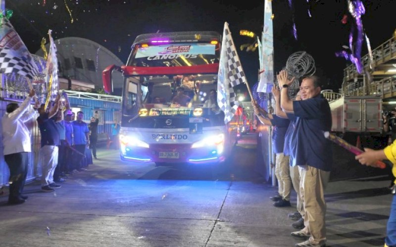 MUDIK GRATIS. PT Pelindo Jasa Maritim (SPJM) sebagai salah satu subholding PT Pelabuhan Indonesia (Persero) turut berpartisipasi dalam pelaksanaan Program Mudik Bersama BUMN dan Pelindo Grup 2026 yang diselenggarakan secara serentak di empat kota, Medan, Jakarta, Surabaya, dan Makassar, Senin (16/3/2026). foto: istimewa