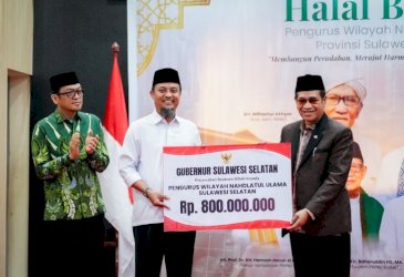 Halalbihalal PWNU Sulsel, Andi Sudirman Sulaiman Serahkan Hibah Rp800 Juta dan Alsintan