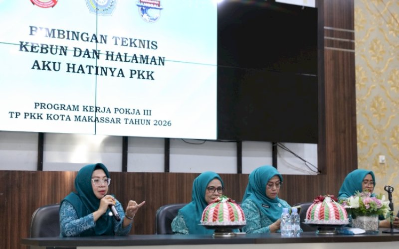 BIMTEK. TP PKK Kota Makassar melaksanakan kegiatan Bimbingan Teknis (Bimtek) Kebun dan Aku Hatinya PKK di tiga kecamatan, Senin (13/4/2026). foto: istimewa