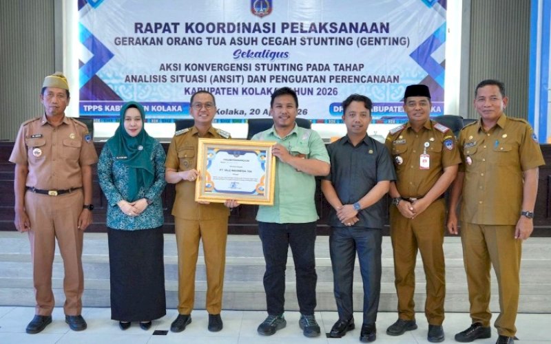 RAKOR. Perwakilan PT Vale Indonesia Tbk menghadiri Rapat Koordinasi (Rakor) Pelaksanaan Gerakan Orang Tua Asuh Cegah Stunting (Genting) di Aula Kantor Bappeda Kabupaten Kolaka, Sultra. foto: istimewa