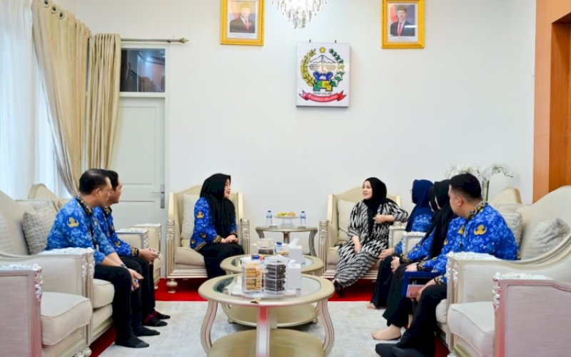 PERTEMUAN. Wakil Gubernur Sulsel Fatmawati Rusdi, saat menerima audiensi Kepala Perwakilan Kemendukbangga/BKKBN Provinsi Sulsel Fatmawati di Rumah Jabatan Wakil Gubernur Sulsel. foto: istimewa