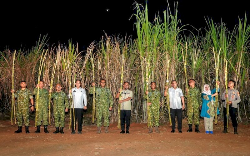 PANEN RAYA. Gubernur Sulsel, Andi Sudirman Sulaiman, menghadiri Panen Raya TNI dalam rangka mendukung program ketahanan pangan nasional yang dipusatkan di Desa Massamaturu, Kecamatan Polongbangkeng Timur, Kabupaten Takalar, Jumat (17/7/2026). foto: istimewa