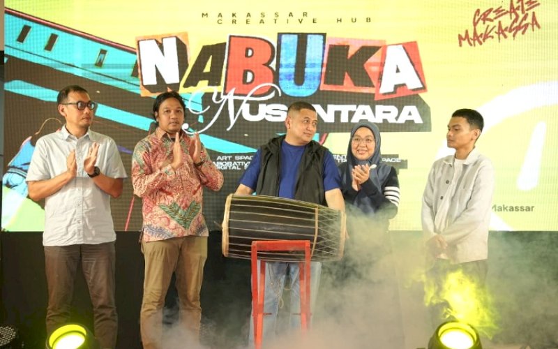 LAUNCHING. Wali Kota Makassar, Munafri Arifuddin, launching Makassar Creative Hub (MCH) kedua bertajuk 'Nabuka Nusantara' yang berlokasi di Jalan Nusantara, Kecamatan Wajo, Kota Makassar, Minggu (26/7/2026). foto: istimewa