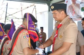 Uji Nurdin Lepas Kontingen Pramuka Kwarcab Bantaeng Menuju Jambore Nasional XII 2026