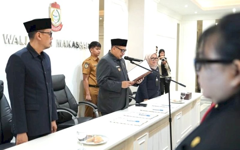 PELANTIKAN. Wali Kota Makassar, Munafri Arifuddin, memimpin pelantikan dan pengambilan sumpah/janji pejabat fungsional di lingkungan Pemkot Makassar yang berlangsung di Kantor Balai Kota Makassar, Selasa (8/9/2026). foto: istimewa